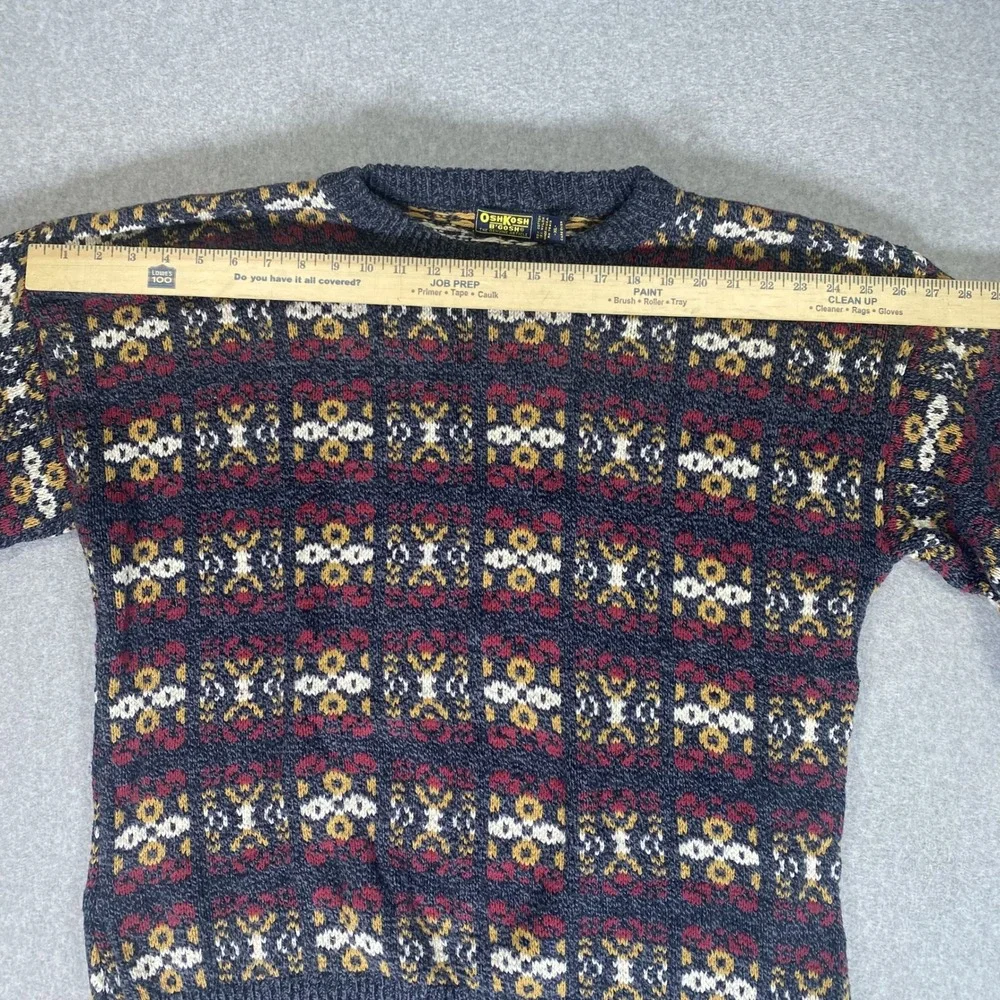 Vintage OshKosh B'gosh Sweater Mens XL Multi Colo Geometric Knit Made in USA